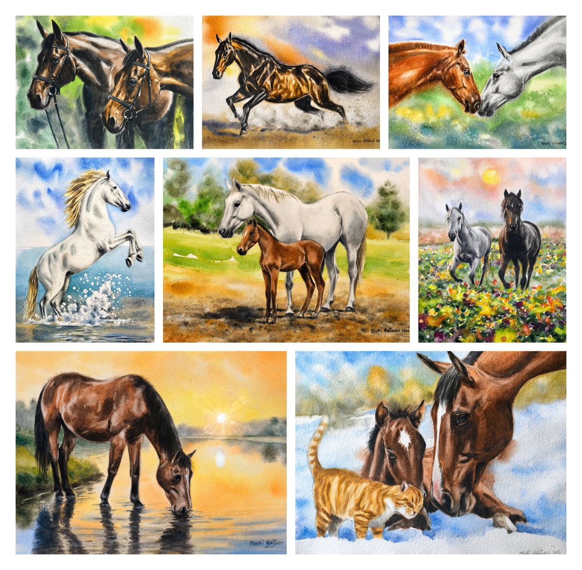The Art of Painting Horses course preview — watercolor horses by Mauri Virtanen