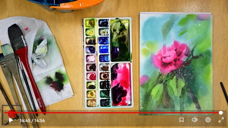 Combining the drawing technique with watercolor painting